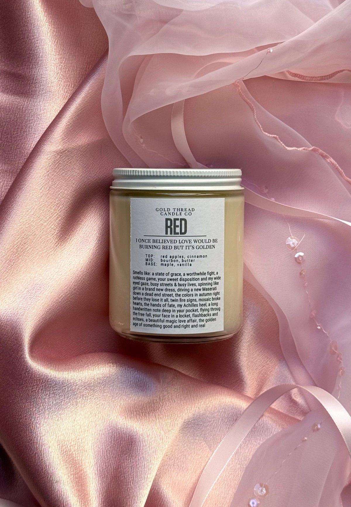 Red 8 oz Apple Maple Bourbon Candle