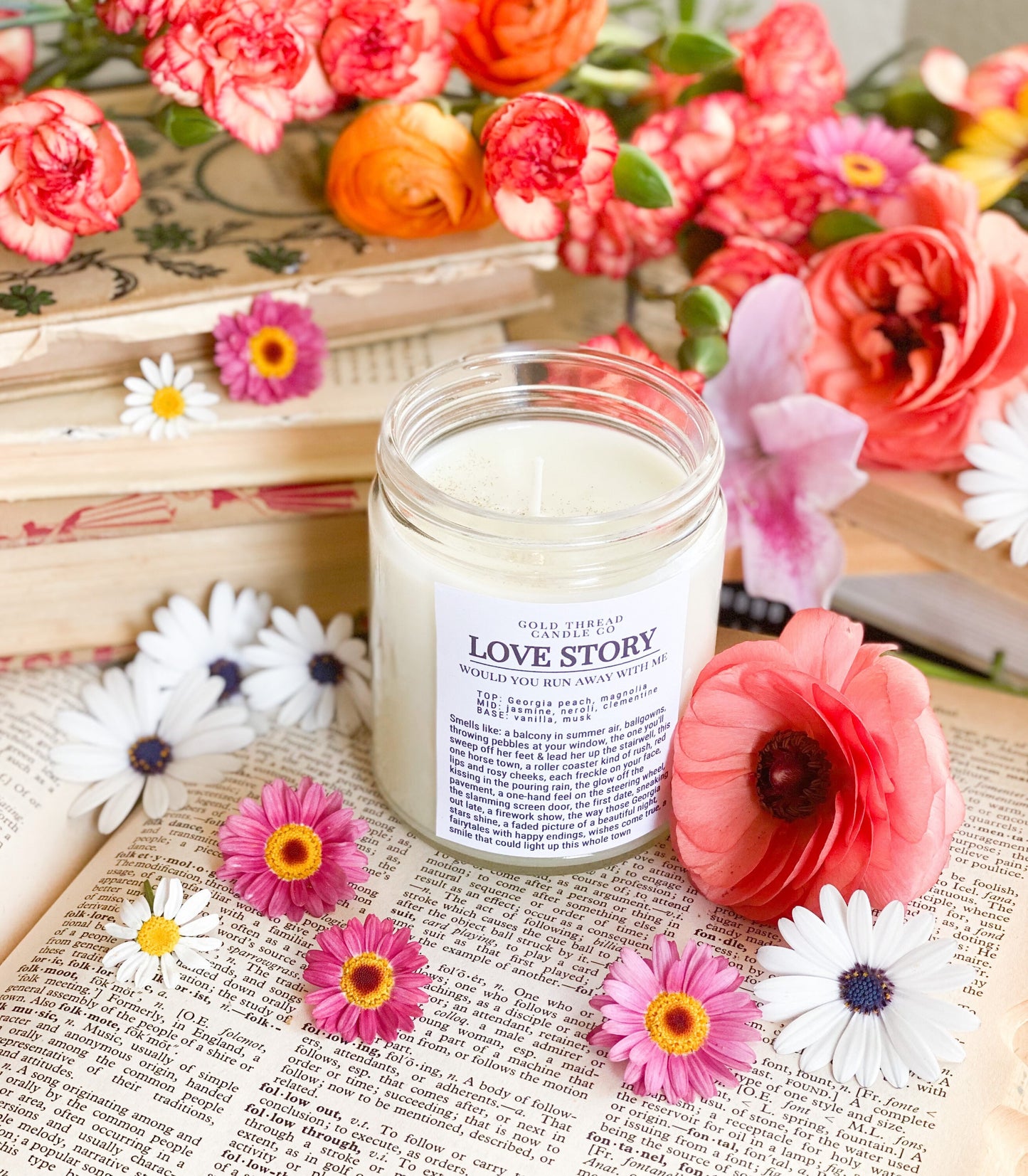 Love Story 8 oz Peach Candle