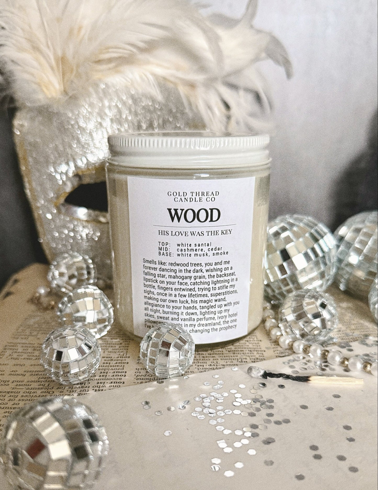 Wood 8 oz White Santal Candle