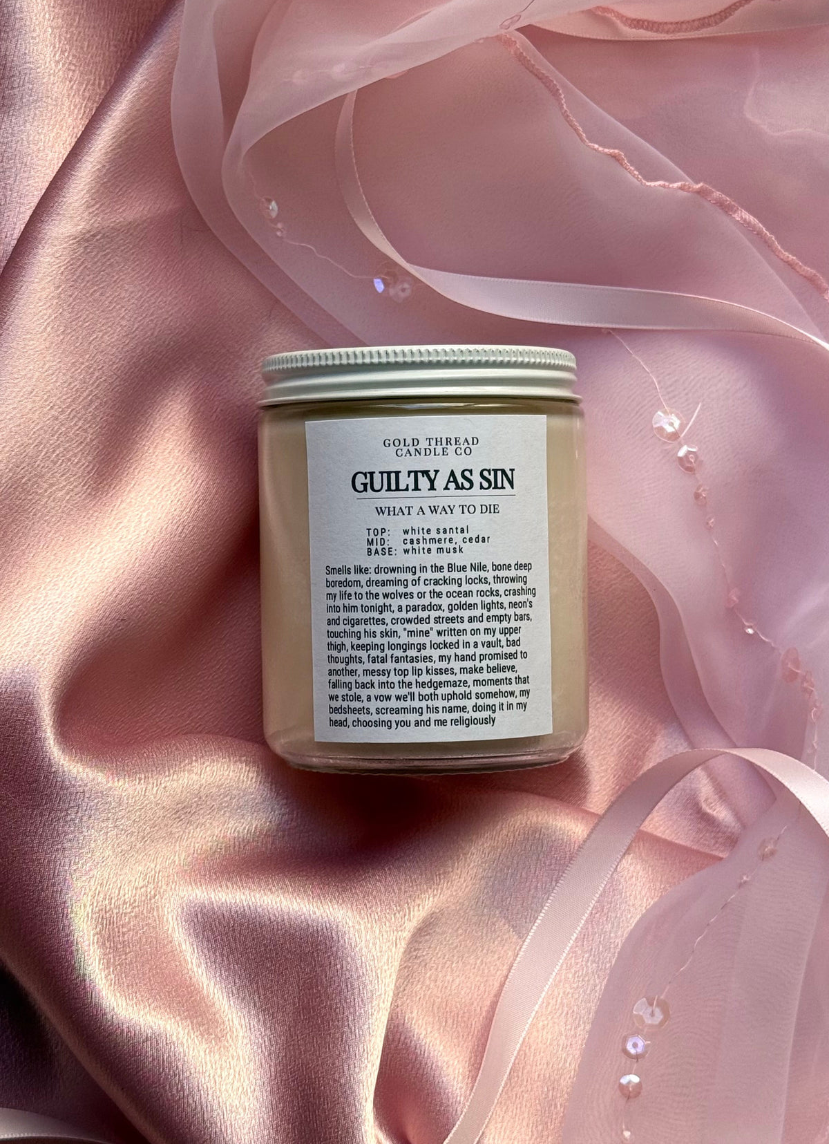 Guilty 8 oz White Santal Candle