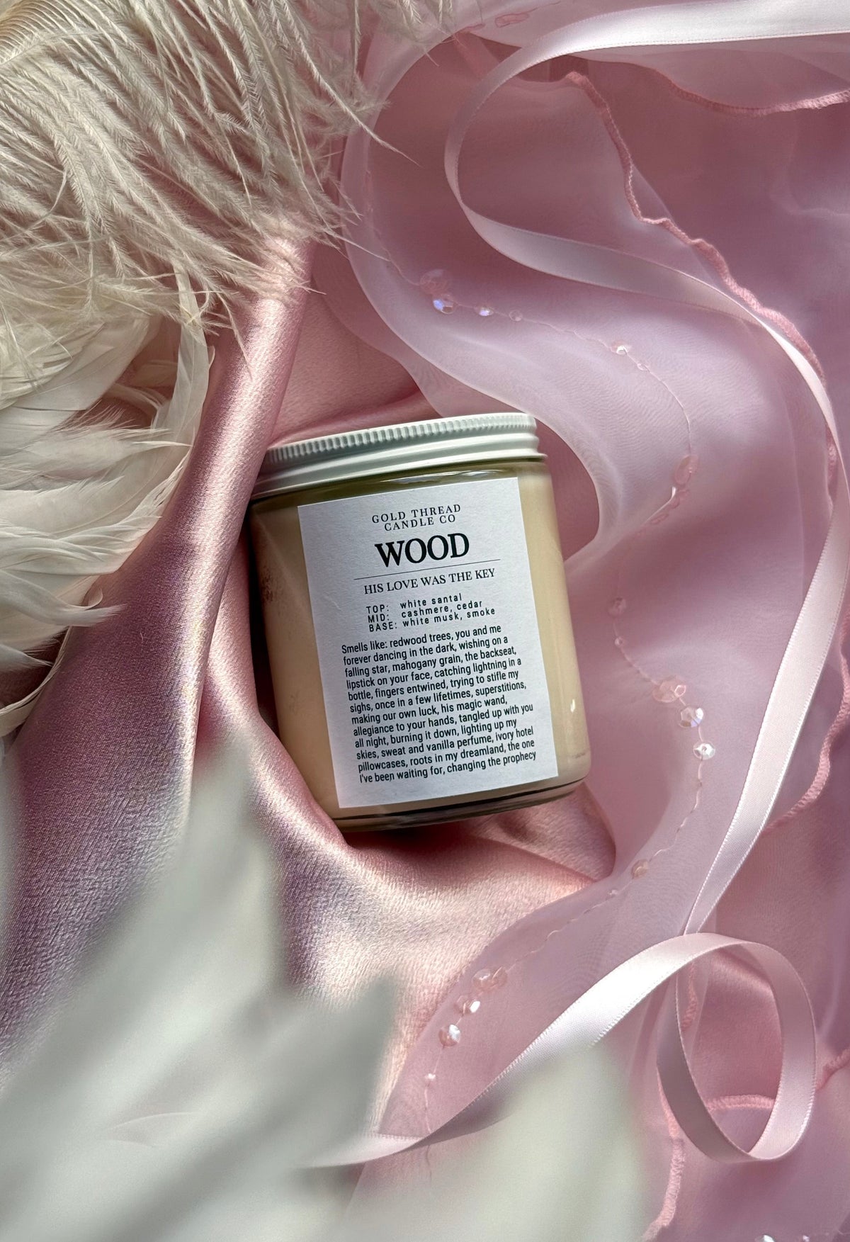 Wood 8 oz White Santal Candle