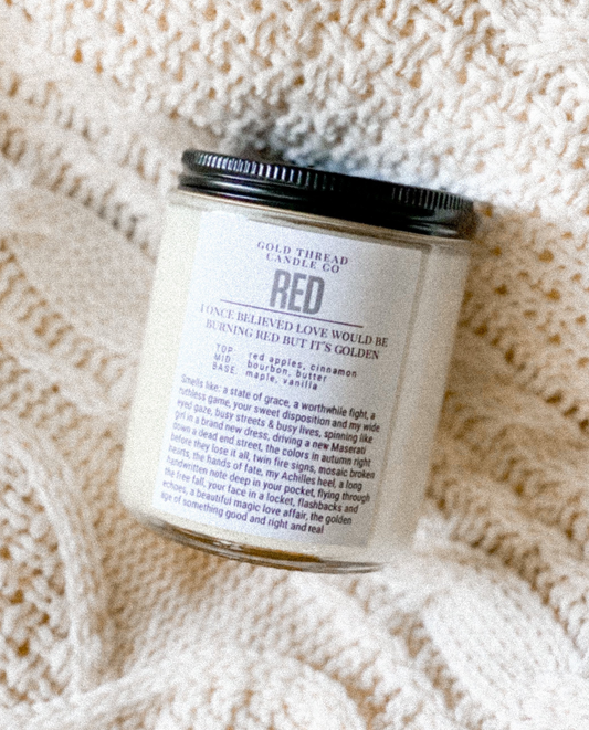 Red 8 oz Apple Maple Bourbon Candle