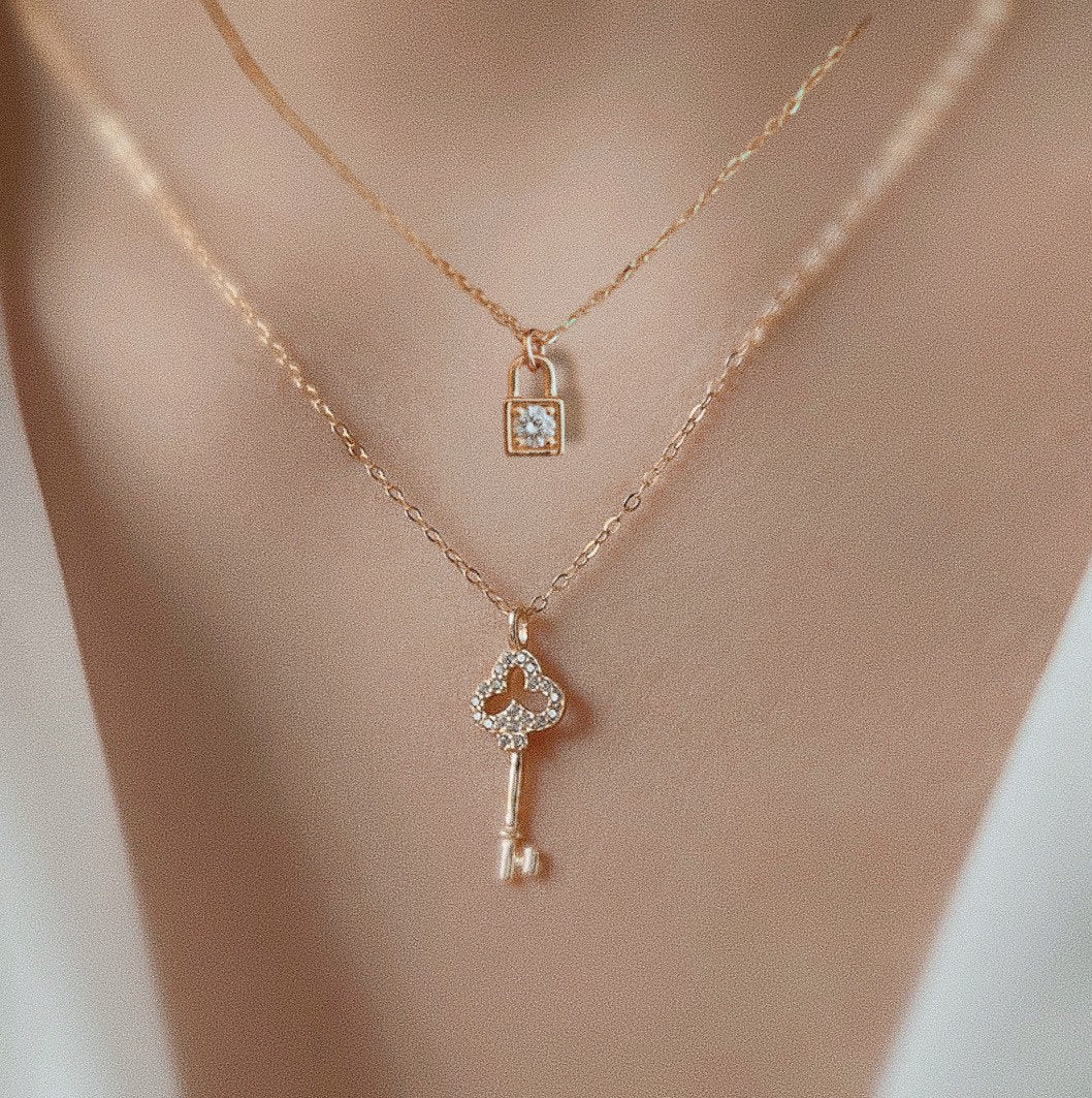 Lock and Key Necklace Set