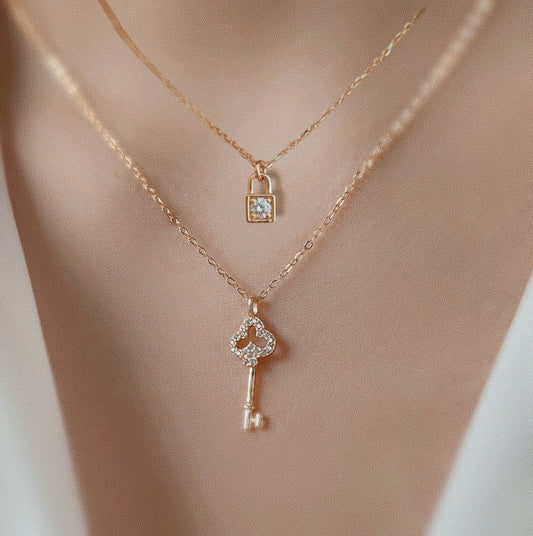 Lock and Key Necklace Set
